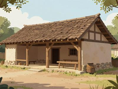 AI-generated illustration of Prehistoric Village (PreHistorisch Dorp)