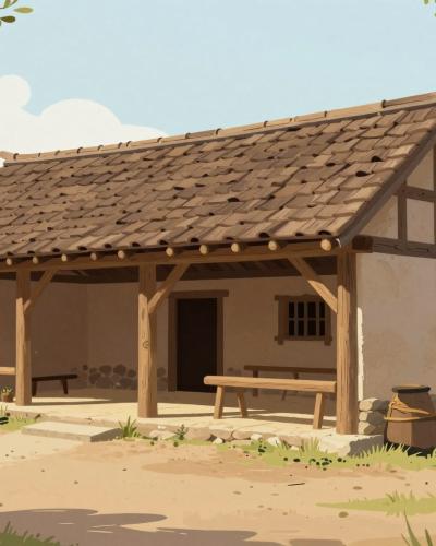AI-generated illustration of Prehistoric Village (PreHistorisch Dorp)