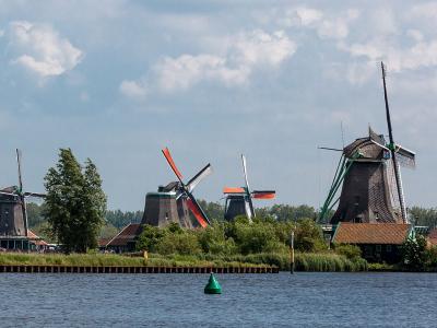 The row of historic windmills at the Zaanse Schans