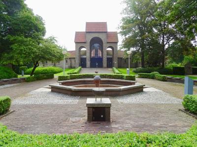 The Bonifatiuskapel and fountain park in Dokkum