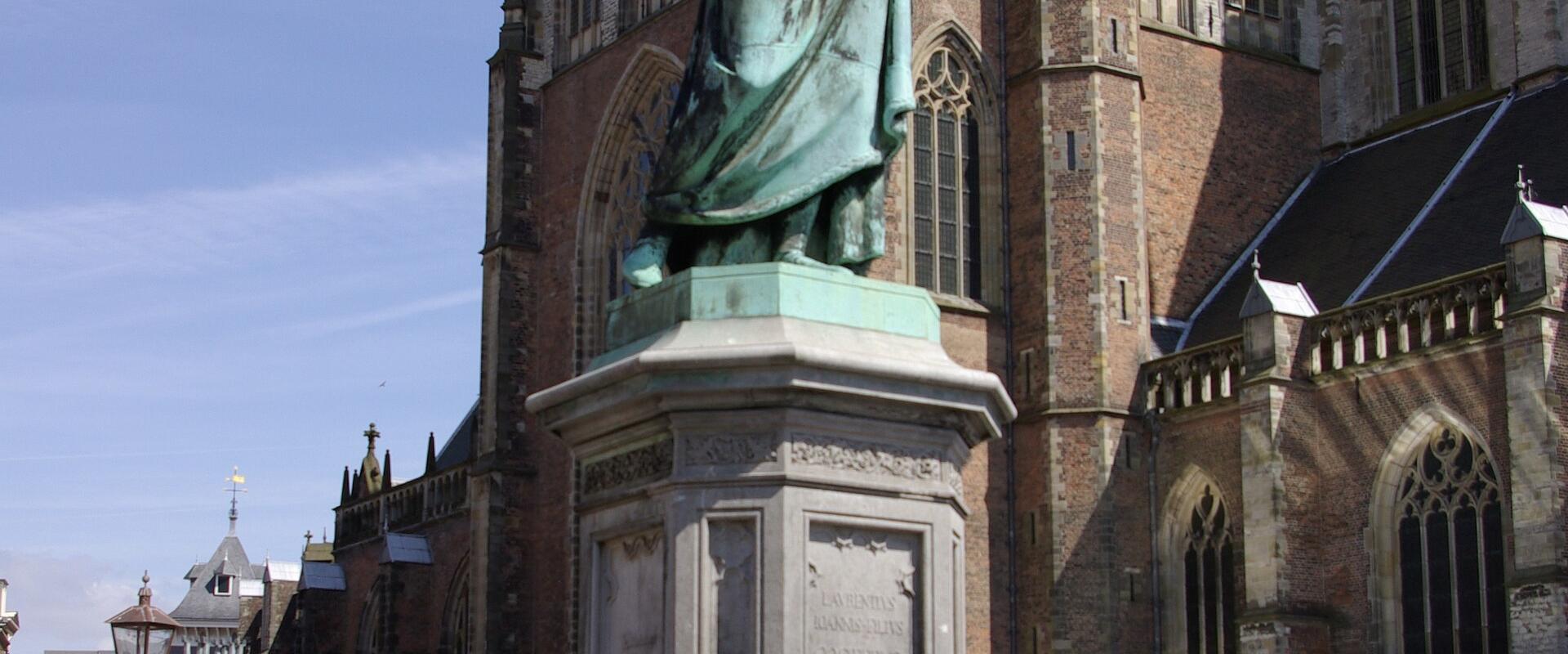The statue of Laurens Janszoon Coster before St. Bavo's Church, Haarlem