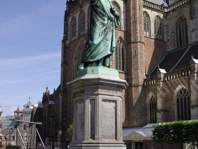 The statue of Laurens Janszoon Coster before St. Bavo's Church, Haarlem