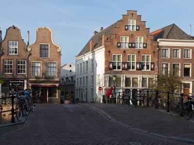 Canal-side historic buildings along the Oudegracht in Utrecht