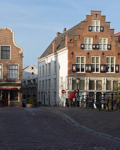 Canal-side historic buildings along the Oudegracht in Utrecht