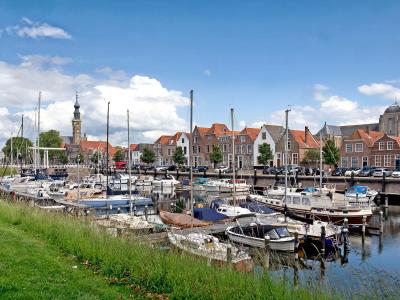 The harbour and town-hall tower of Veere, Zeeland