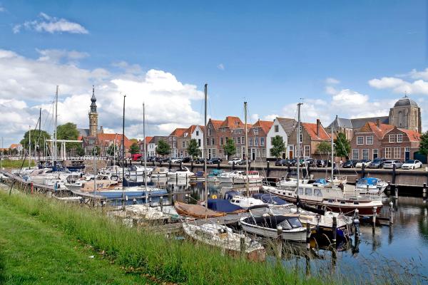 The harbour and town-hall tower of Veere, Zeeland