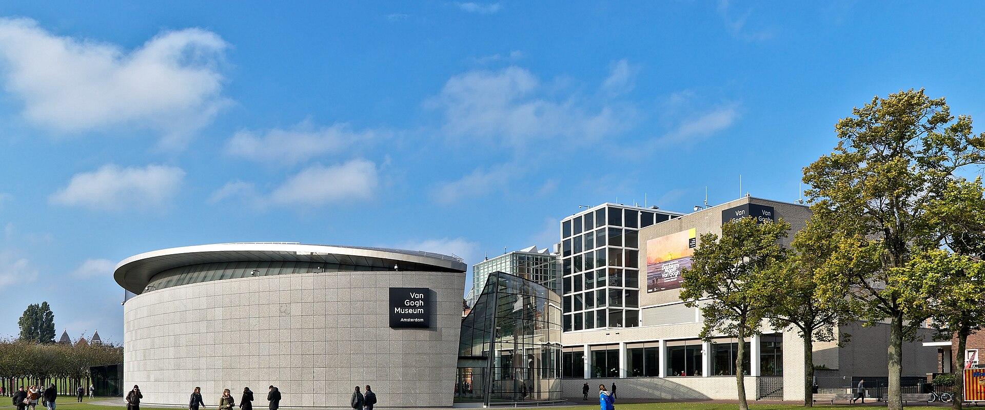 The Van Gogh Museum on Museumplein, Amsterdam, with its curved Kurokawa wing