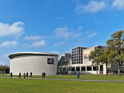 The Van Gogh Museum on Museumplein, Amsterdam, with its curved Kurokawa wing