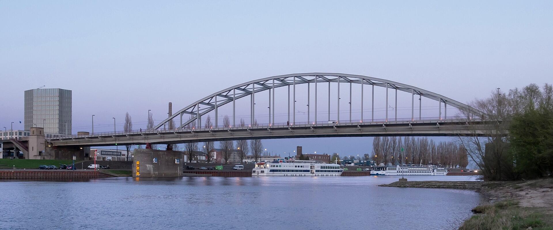 The John Frost Bridge over the Rhine at Arnhem, focal point of the 1944 Battle of Arnhem