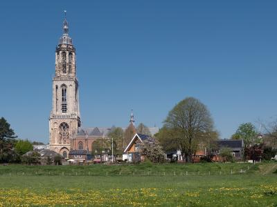 The Cunera tower of Rhenen above the meadows