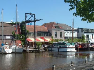 Boats moored in the harbour of Steenbergen
