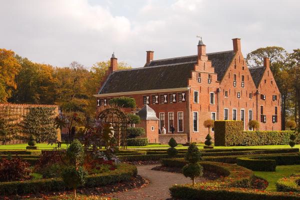 The Menkemaborg manor and its gardens in autumn, Groningen province