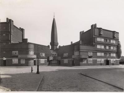 The Het Schip housing complex by Michel de Klerk with its slender tower, Amsterdam
