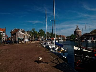 The Oude Haven of Enkhuizen with the Drommedaris tower