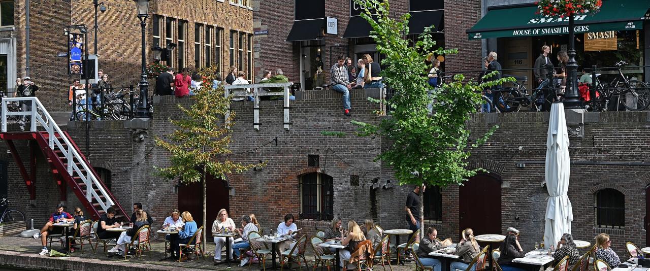 Wharf terraces along the Oudegracht in Utrecht
