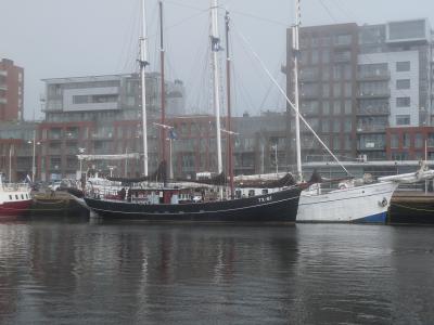 Tall ships moored in Scheveningen harbour