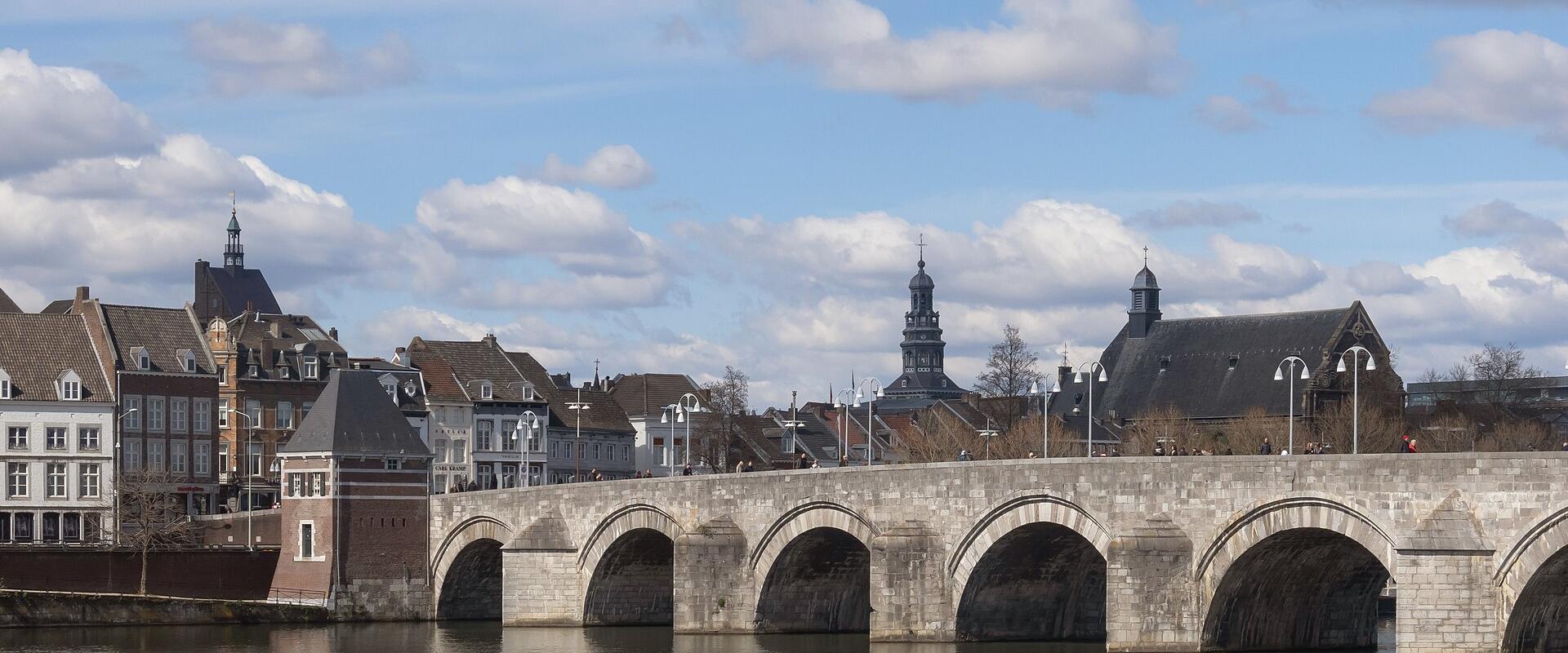 The medieval Sint Servaasbrug arching over the Maas in Maastricht