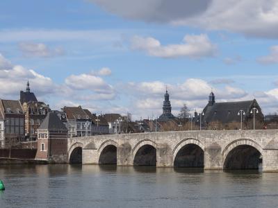 The medieval Sint Servaasbrug arching over the Maas in Maastricht