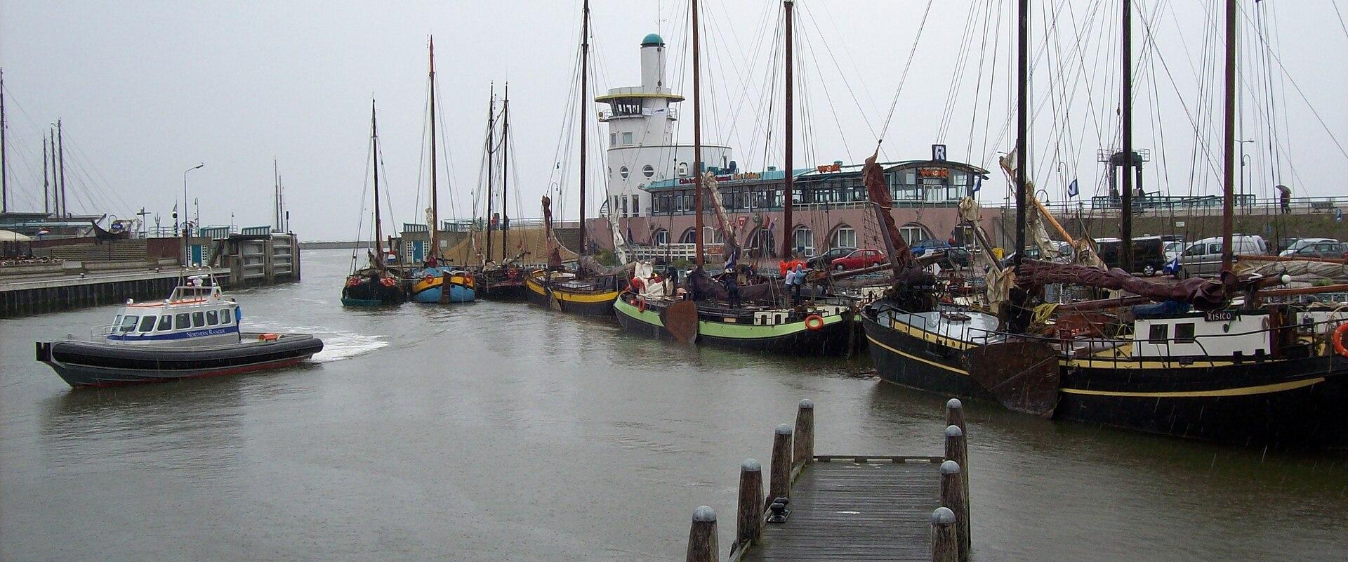 Harlingen harbour with historic ships