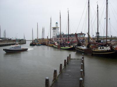 Harlingen harbour with historic ships