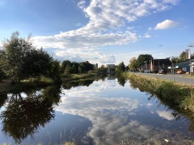 The Oude Winschoterdiep canal reflecting the sky near Hoogezand-Sappemeer