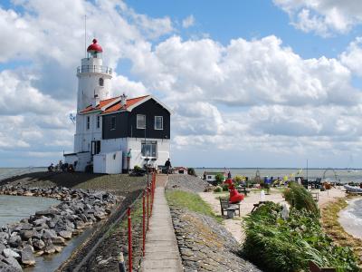 The Paard van Marken lighthouse on the IJsselmeer shore at Marken