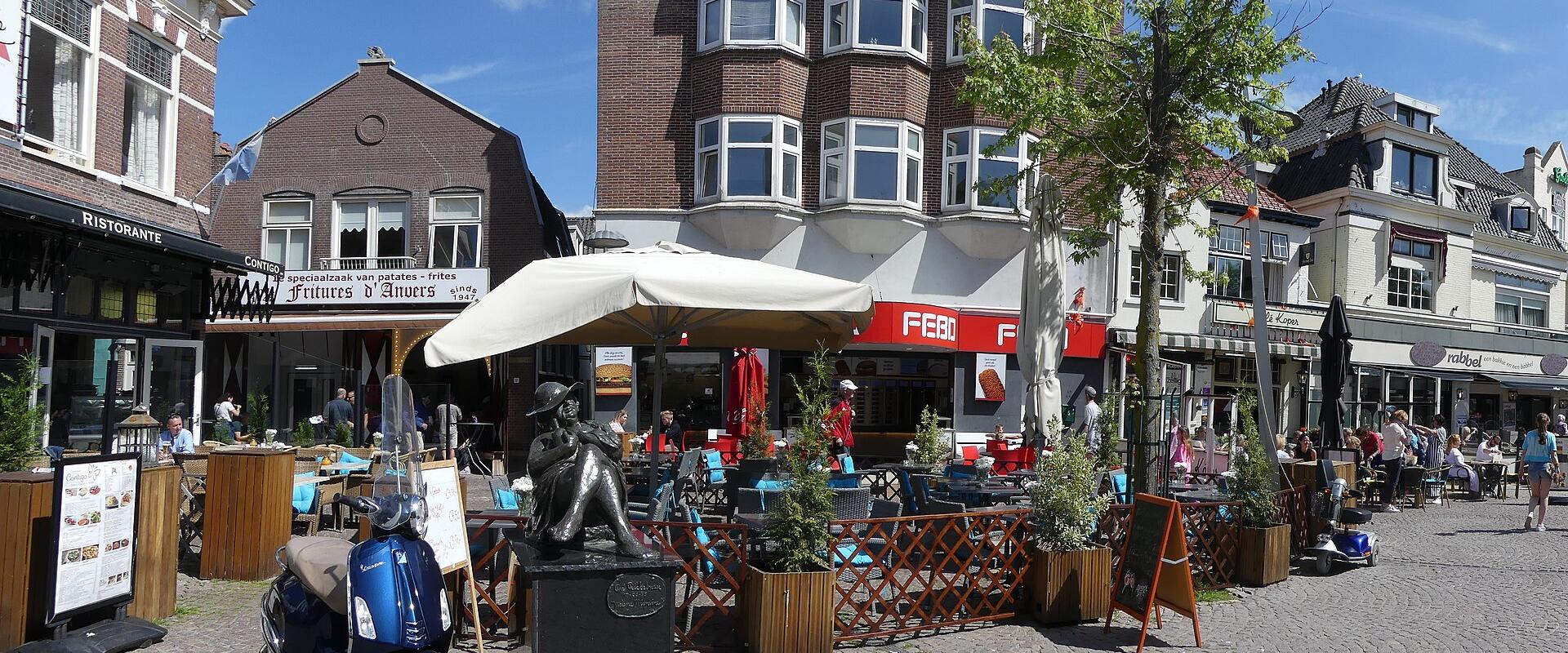 Café terraces on the Kerkplein in central Zandvoort