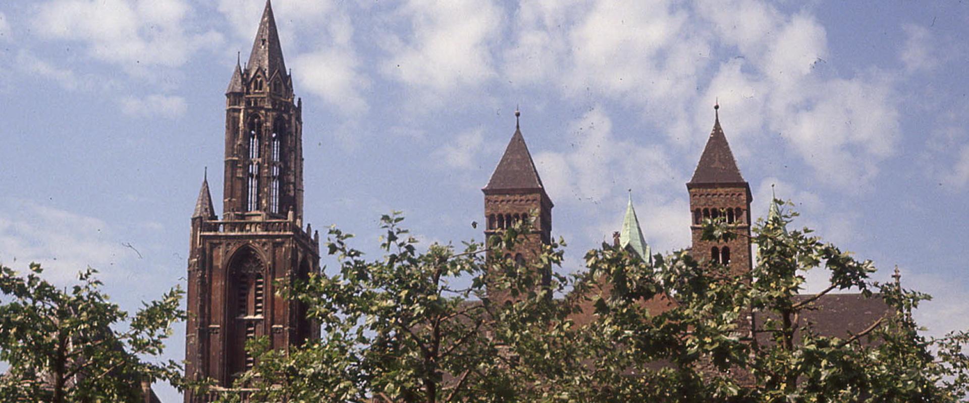 The towers of St. John's and St. Servatius on the Vrijthof, Maastricht