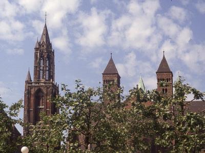 The towers of St. John's and St. Servatius on the Vrijthof, Maastricht