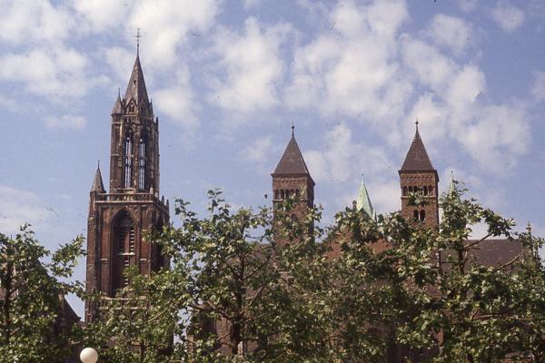 The towers of St. John's and St. Servatius on the Vrijthof, Maastricht