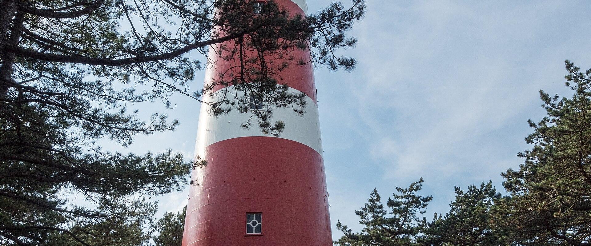 The red-and-white Ameland lighthouse at Hollum