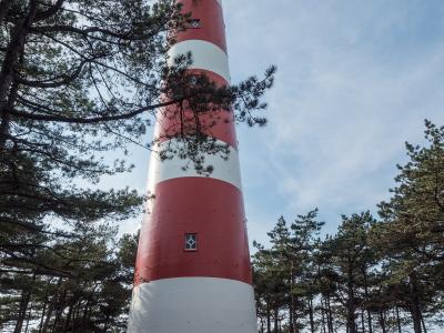 The red-and-white Ameland lighthouse at Hollum