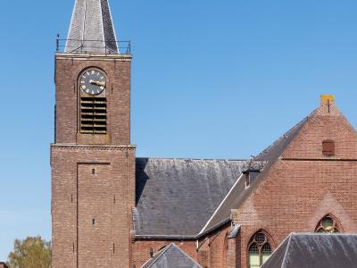 Brick Hervormde Kerk in Elspeet with its spired tower