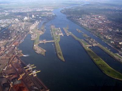 Aerial view of the IJmuiden sea locks