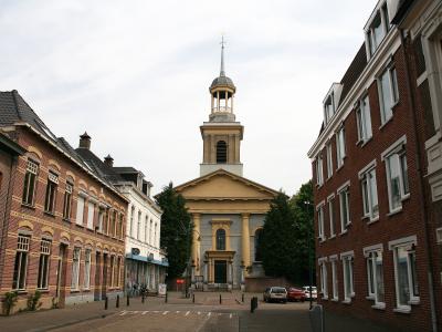 The neoclassical Witte Kerk at the end of Kerkplein in Steenbergen