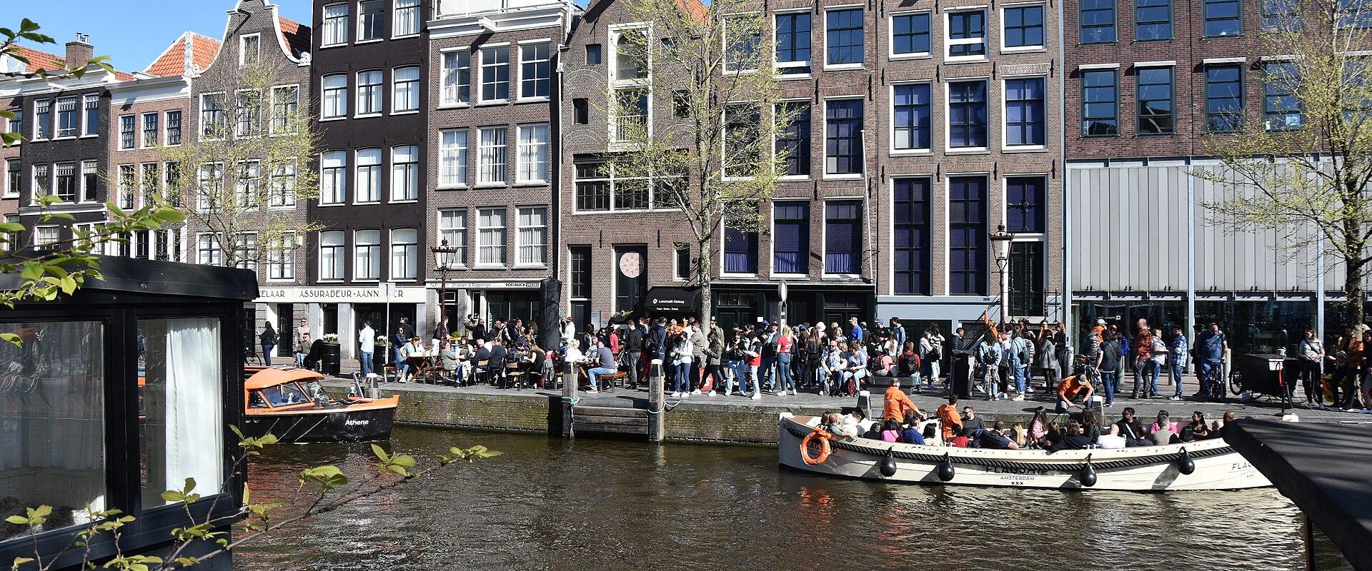 Canal-side Anne Frank House in Amsterdam