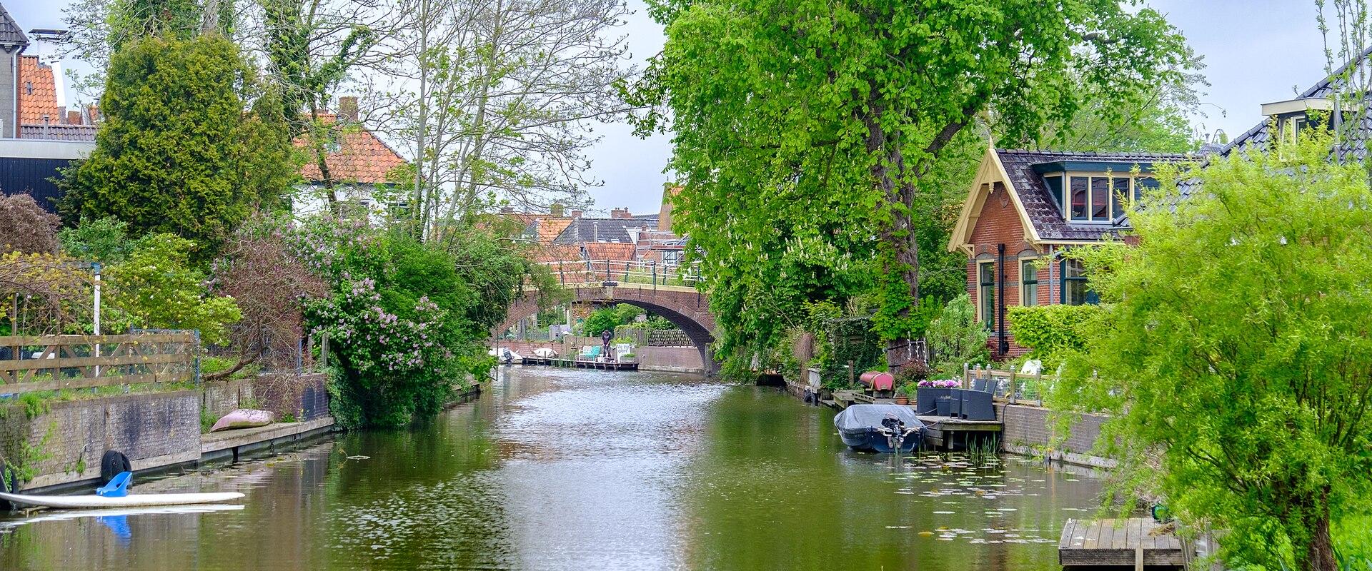 The tree-lined Winsumerdiep waterway in Winsum