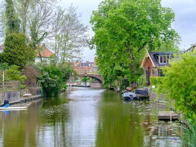 The tree-lined Winsumerdiep waterway in Winsum