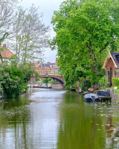 The tree-lined Winsumerdiep waterway in Winsum