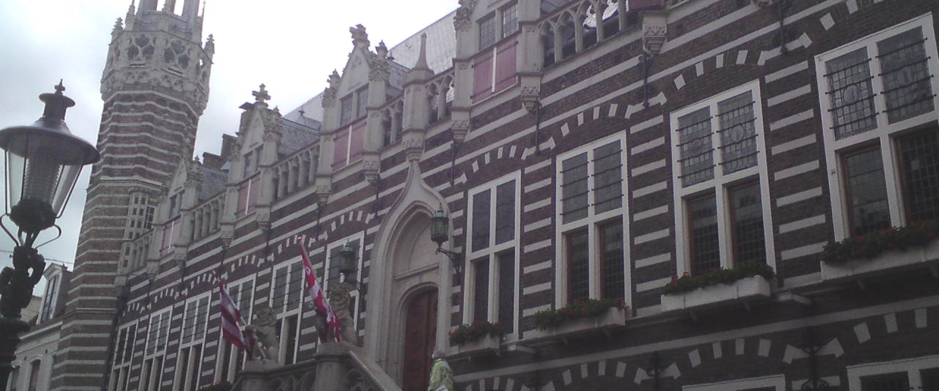 The Gothic facade and tower of Alkmaar city hall