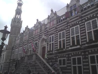 The Gothic facade and tower of Alkmaar city hall